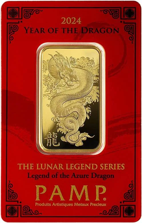 Year of the Azure Dragon 1 oz Gold Bar