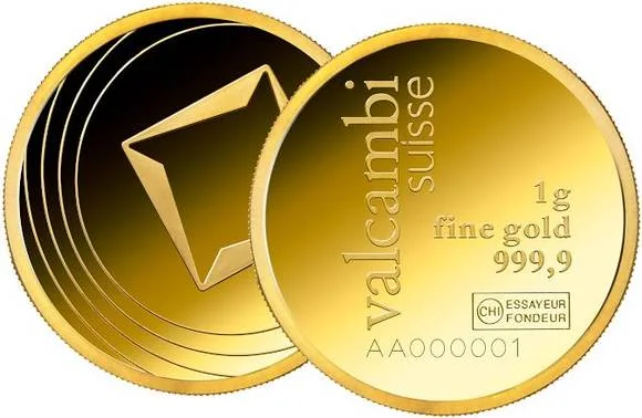 Valcambi 1 Gram Gold Round Coin