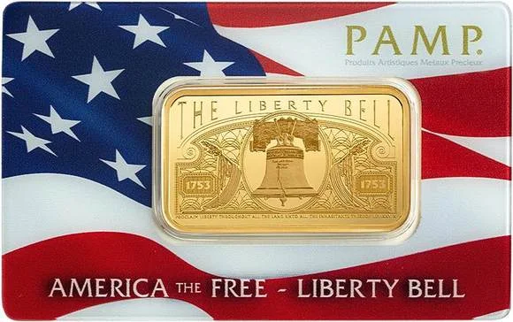 America The Free Liberty Bell 1 oz Gold Bar
